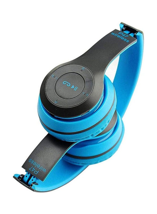 MARGOUN Wireless Foldable Adjustable On-Ear Headphone With Mic Blue - Image 2