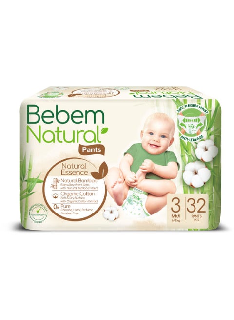 32-Piece Midi Natural Pants Diaper Size 3 Twin 6-11 KG