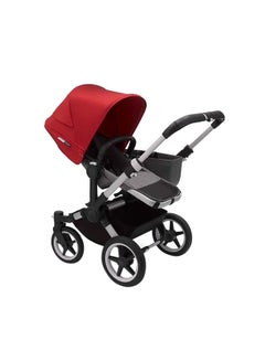 Donkey 3 Mono Complete Strollergrey Melange, Red, Light Wheels, With Rotating Handle, With Expandable Side Luggage - Basket