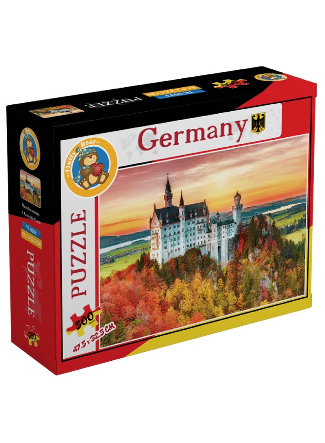 500 Piece Neuschwanstein, A Fairytale Castle Puzzle 47.5x32.5cm
