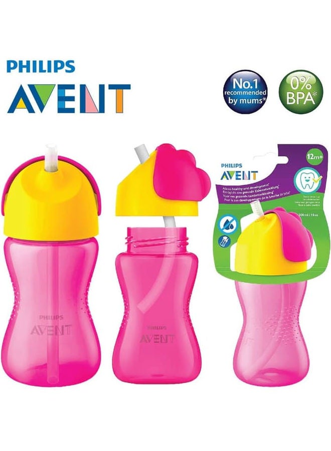 PHILIPS AVENT Sippy Straw Cup, 300ml - Pink/Yellow  - Image 3