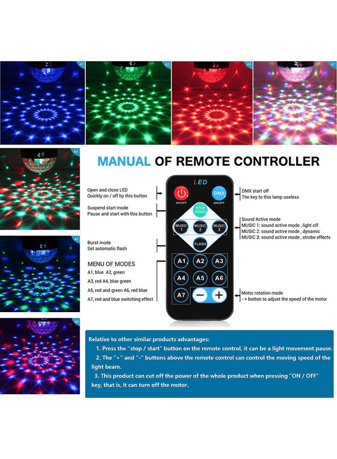 Sound Activated Stage Strobe Light Multicolour 9x8.3cm