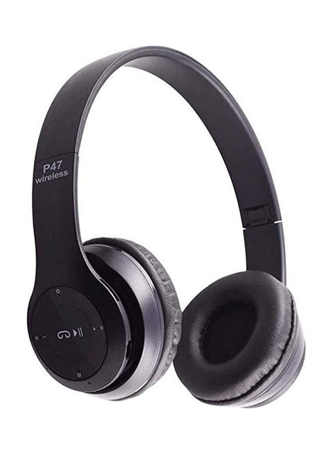 Wireless Foldable Adjustable On-Ear Headphone With Mic Black