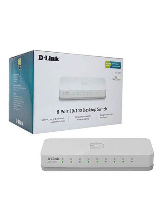 D-Link 8-Port 10/100 Mbps Unmanaged Switch, 8 high-speed Fast Ethernet ports, Economical, Plug-and-play Networking Switch, Plug-and-play Networking Switch, Conserve Energy | DES-1008C White  - Image 1