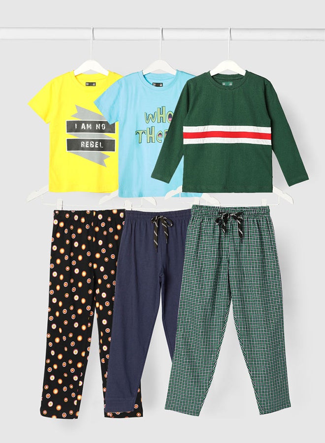 RAHA Boys Lounge T-Shirt And Pyjama Set Yellow/Blue/Dk.Green - Image 1