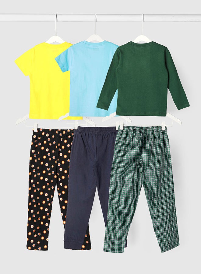 RAHA Boys Lounge T-Shirt And Pyjama Set Yellow/Blue/Dk.Green - Image 2