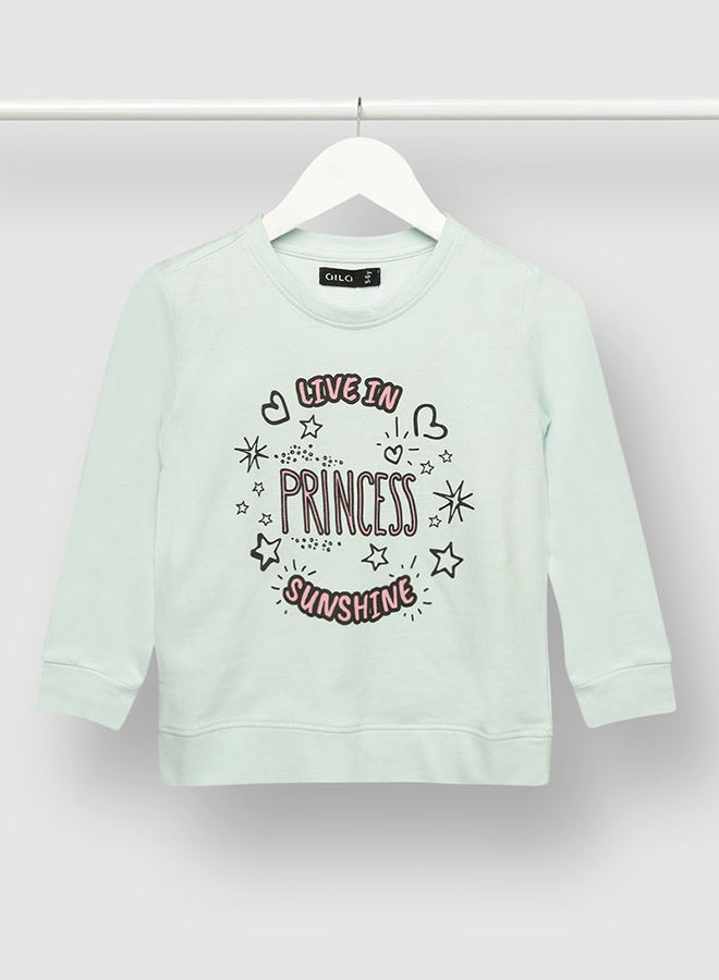 Aila - Casual Girls Graphic Printed Sweatshirt Blue - Image 1