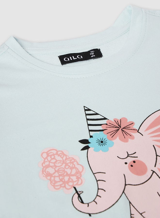 Aila - Girls Graphic Printed Long Sleeve Sweatshirt Light Blue - Image 1