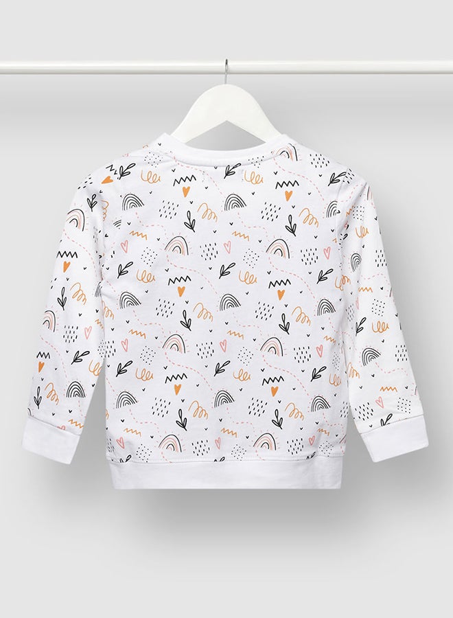 Aila Trendy Girls All Over Printed Sweatshirt White/Black  - Image 2