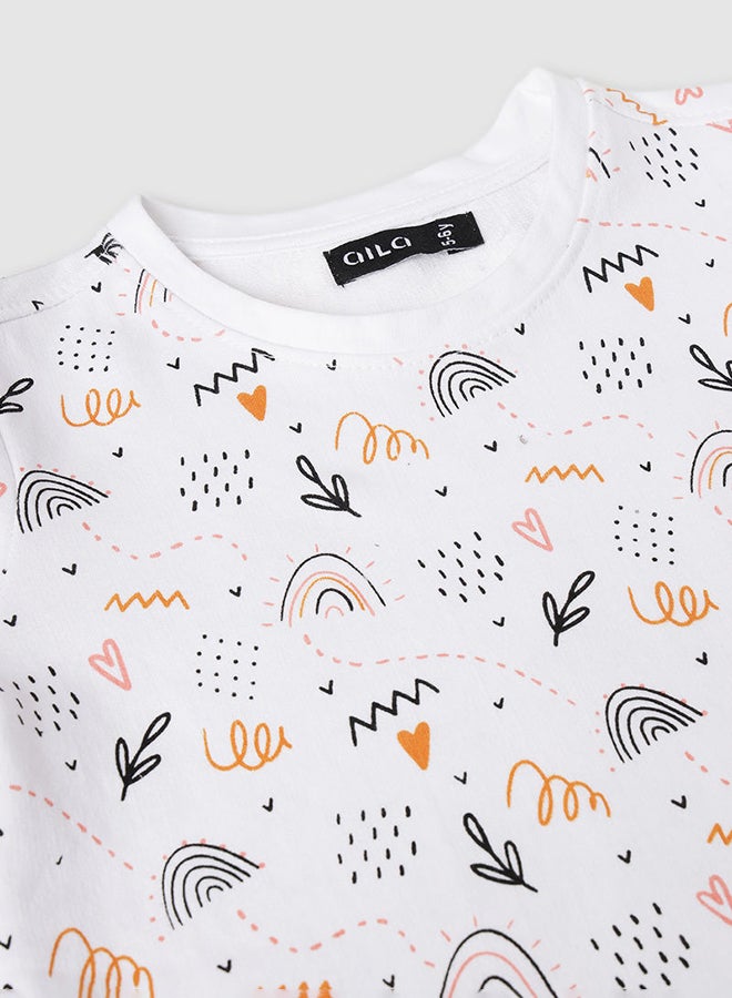 Aila Trendy Girls All Over Printed Sweatshirt White/Black  - Image 3