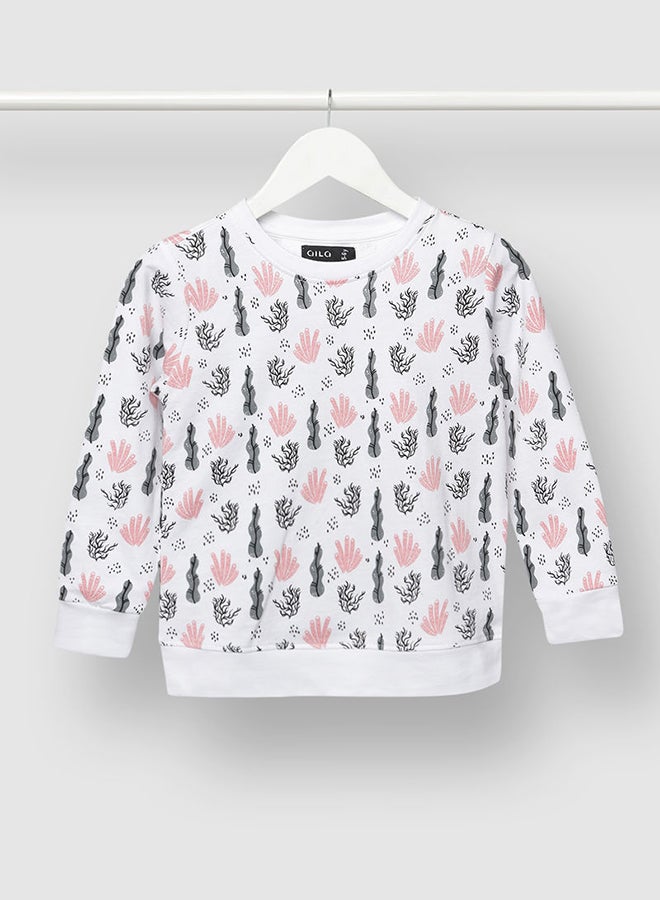 Stylish Girls All Over Printed Sweatshirt Black/White - v1647929530/N48660176V_1