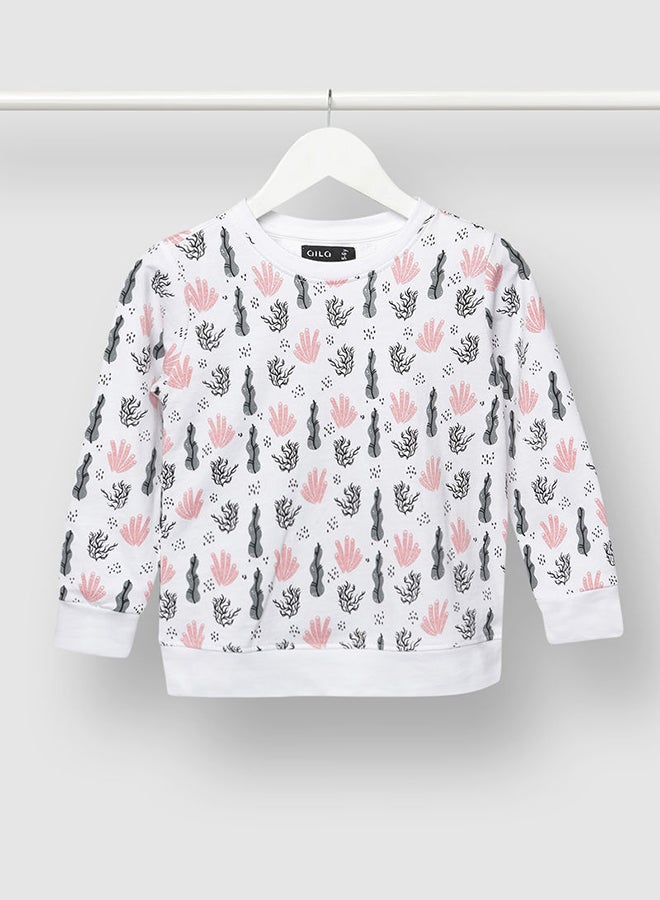 Aila Stylish Girls All Over Printed Sweatshirt Black/White  - Image 1