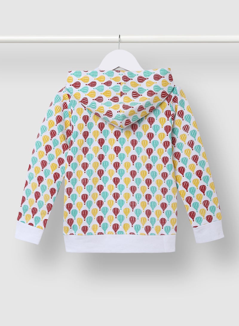 Aila Casual Girls All Over Printed Long Sleeve Zipper Hoodie Yellow/Red/White  - Image 2