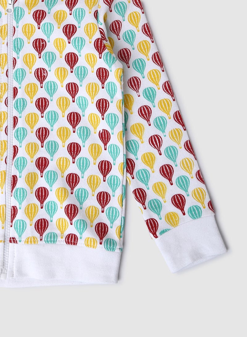 Aila Casual Girls All Over Printed Long Sleeve Zipper Hoodie Yellow/Red/White  - Image 4