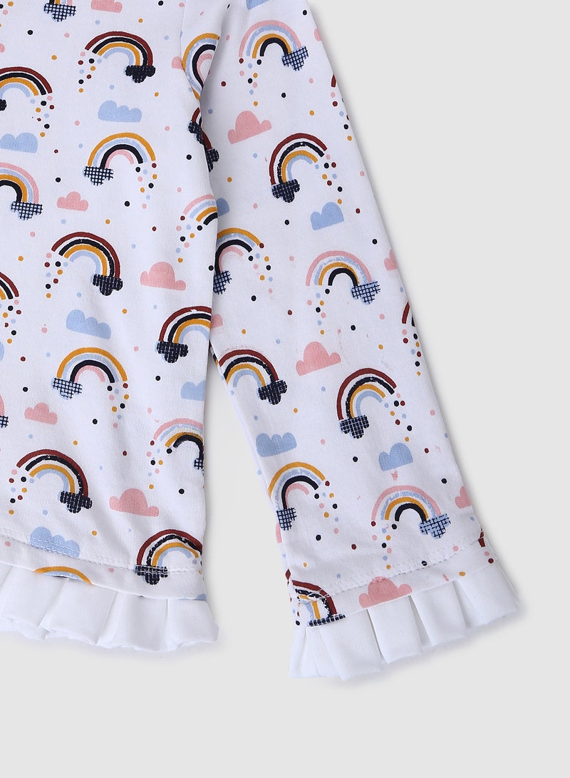 Aila - Girls All Over Printed Cotton Casual Sweatshirt Blue - Image 1