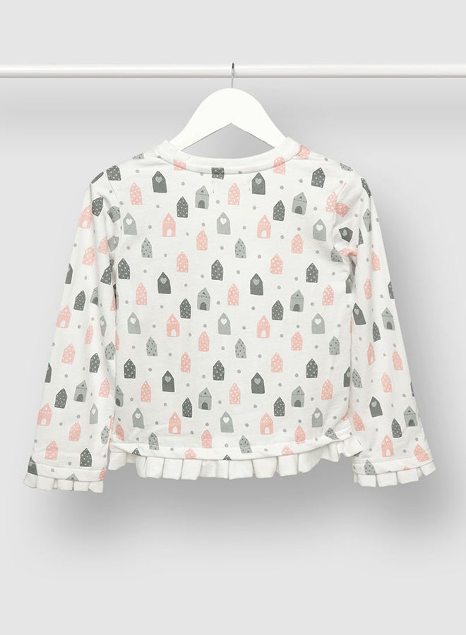 Aila Girls All Over Printed Casual Sweatshirt Grey/White  - Image 2