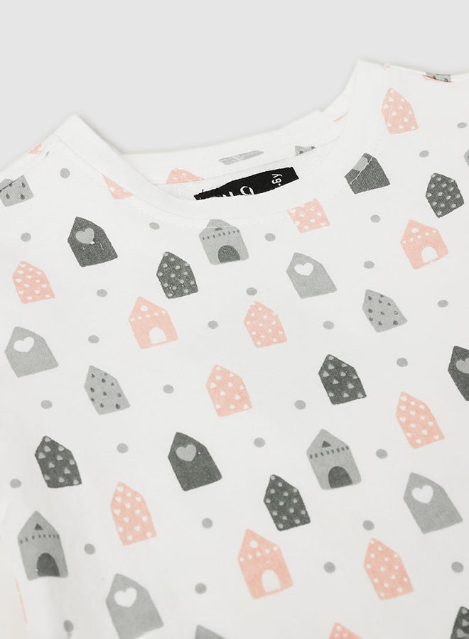 Aila Girls All Over Printed Casual Sweatshirt Grey/White  - Image 3
