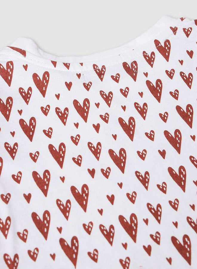 Aila Casual Girls All Over Printed Sweatshirt White/Red  - Image 4