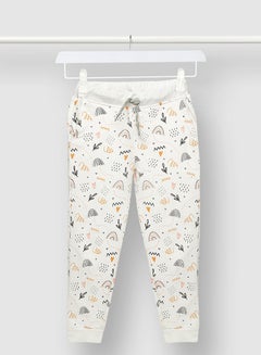 Aila Girls Printed Long Sleeve Joggers White/Orange  - Image 1