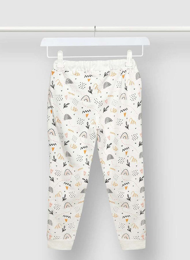 Aila Girls Printed Long Sleeve Joggers White/Orange  - Image 2