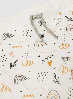 Aila Girls Printed Long Sleeve Joggers White/Orange  - Image 3