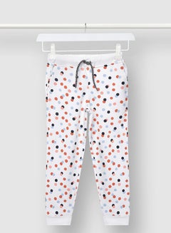 Aila Girls Printed Cotton Joggers White/Blue  - Image 1