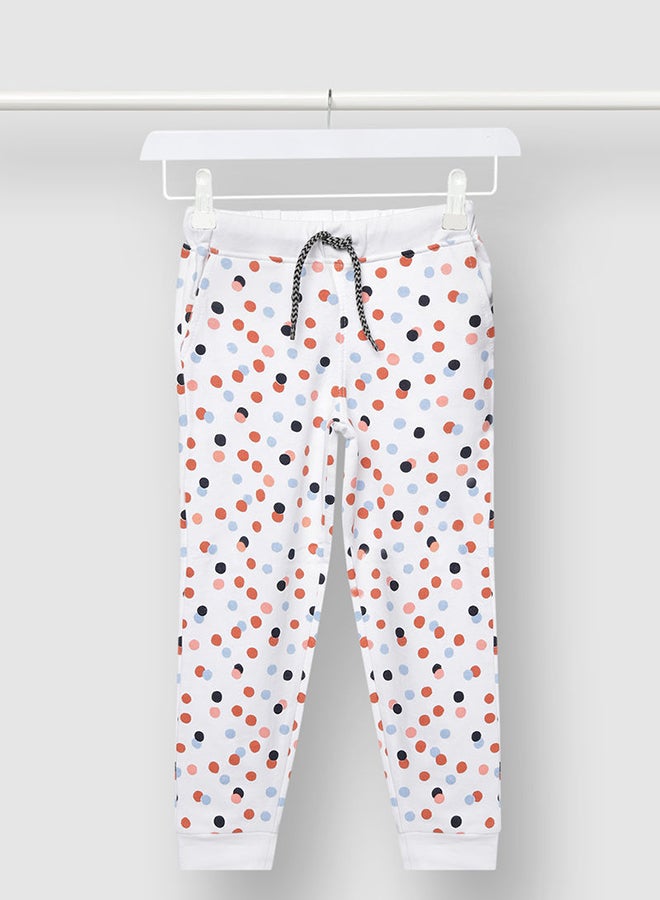 Aila Girls Printed Cotton Joggers White/Blue  - Image 1