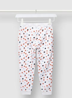Aila Girls Printed Cotton Joggers White/Blue  - Image 2