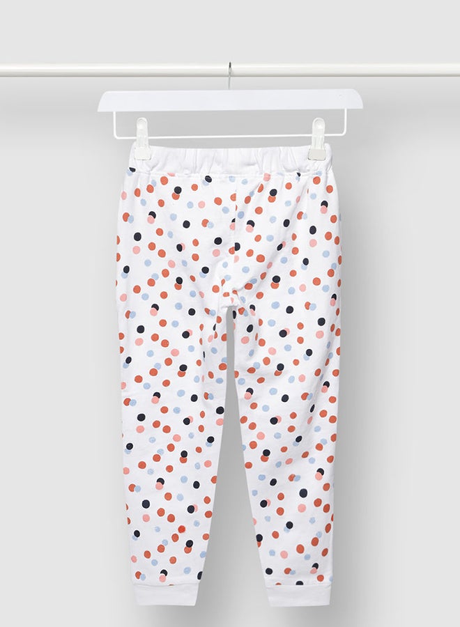 Aila Girls Printed Cotton Joggers White/Blue  - Image 2