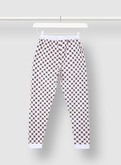 Aila Cotton Girls Printed Joggers White/Pink/Black  - Image 2