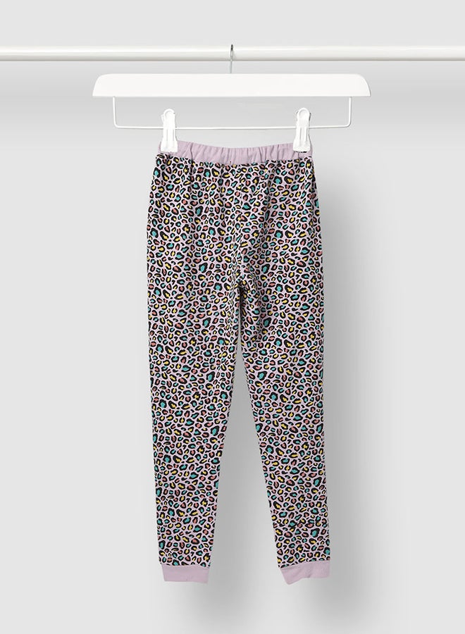 آيلا بنطال رياضي للركض مصنوع من القطن ومزين بنمط مطبوع للبنات أسود - Image 2