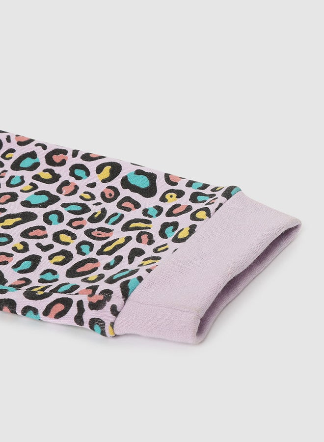 آيلا بنطال رياضي للركض مصنوع من القطن ومزين بنمط مطبوع للبنات أسود - Image 4