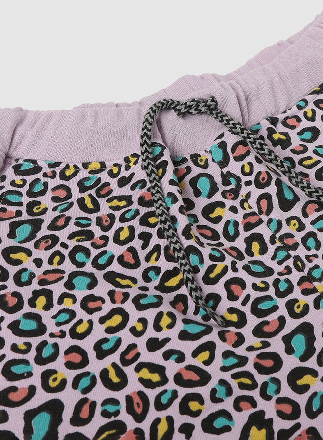 آيلا بنطال رياضي للركض مصنوع من القطن ومزين بنمط مطبوع للبنات أسود - Image 3