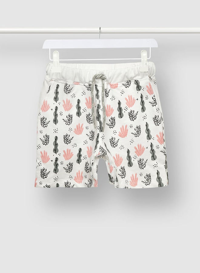 Aila Girls Printed Shorts White/Orange - Image 1