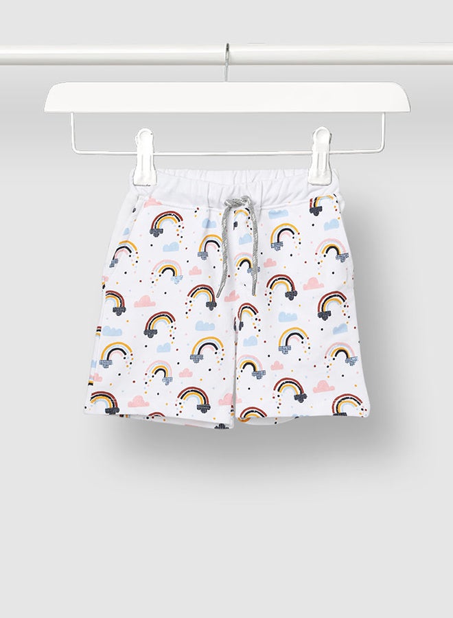 Aila Girls Cotton Printed Shorts White/Blue - Image 1
