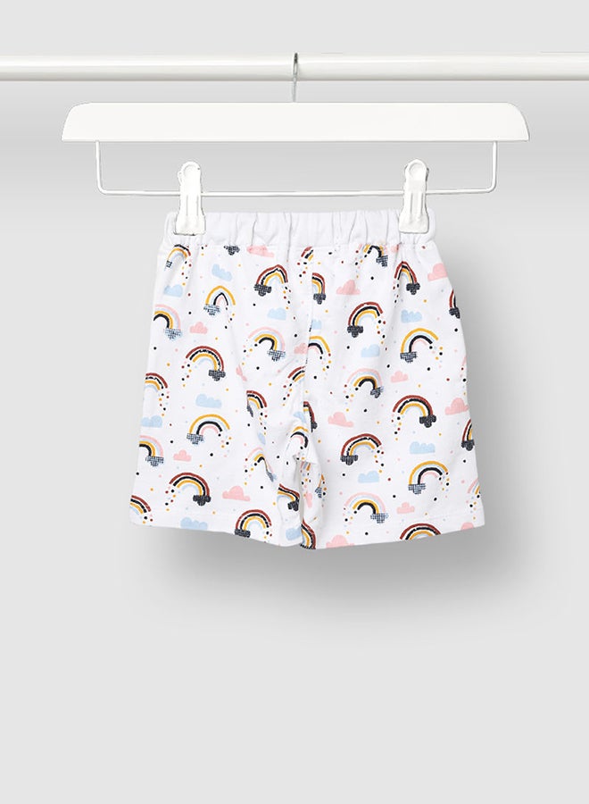 Aila Girls Cotton Printed Shorts White/Blue - Image 2