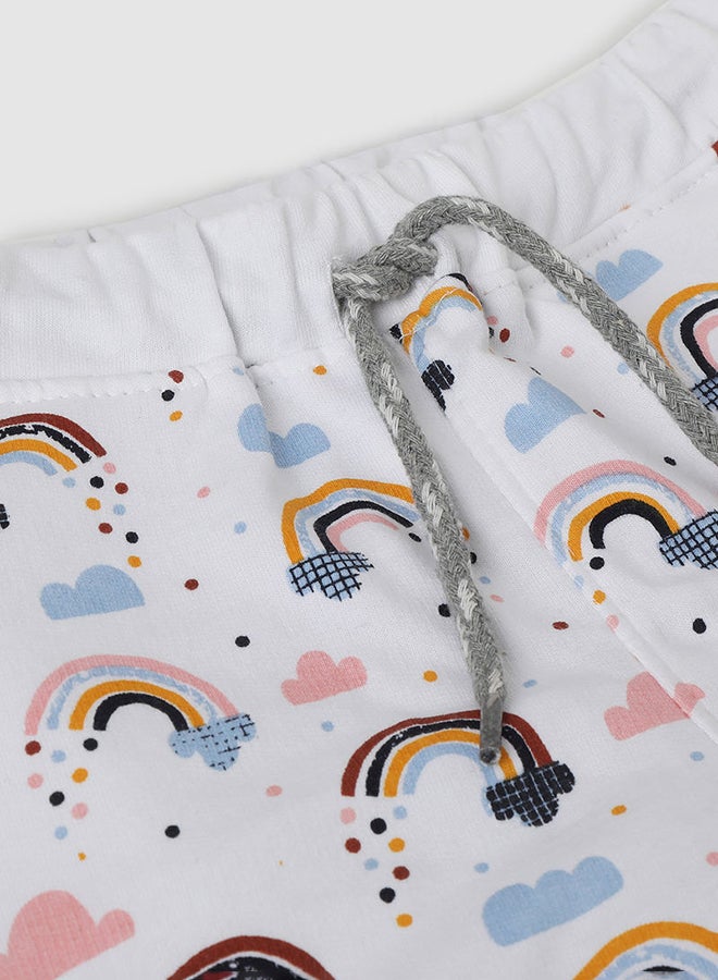 Aila Girls Cotton Printed Shorts White/Blue - Image 3