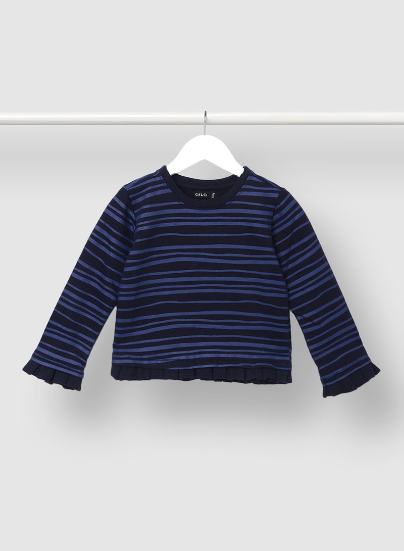 Casual Ruffle Detail Sweatshirt Dark Blue - v1647929548/N48660305V_1