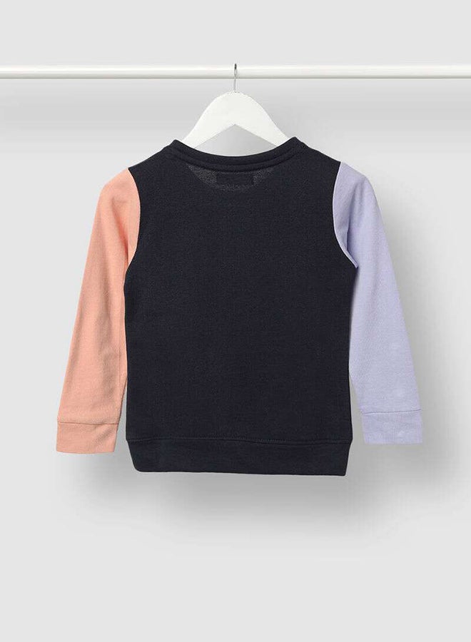 Aila Girls Colourblock Casual Sweatshirt Black  - Image 2