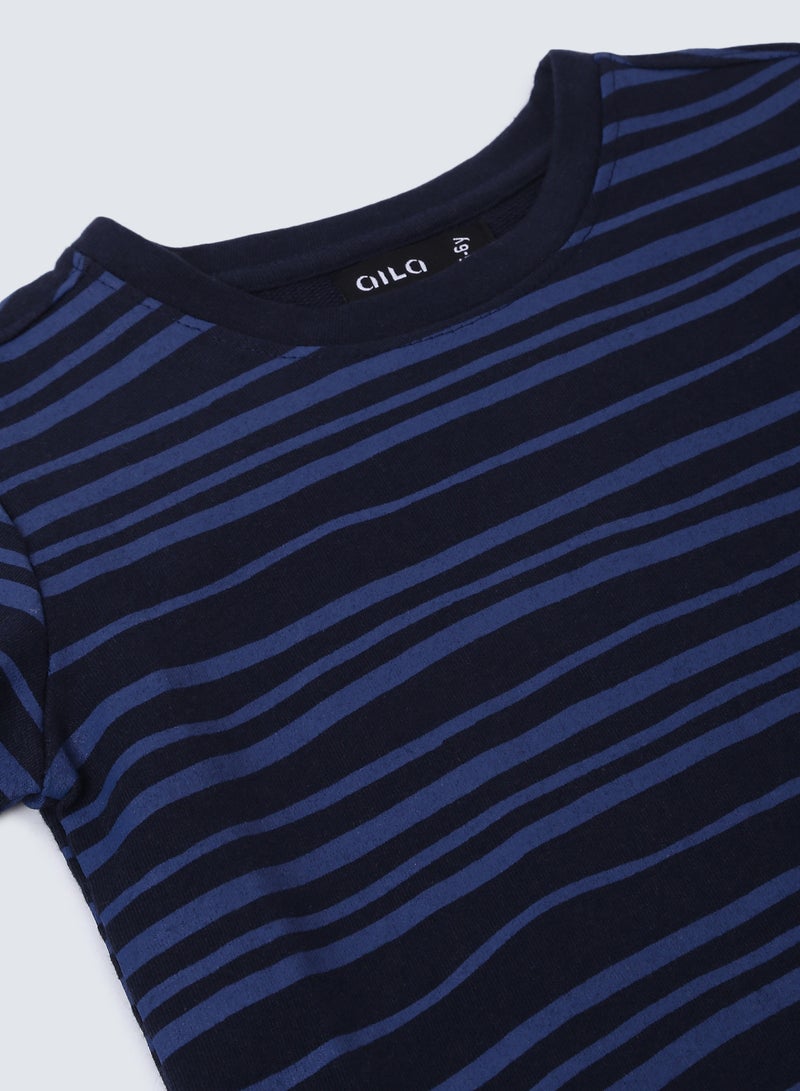 Aila - Casual Ruffle Detail Sweatshirt Dark Blue - Image 1