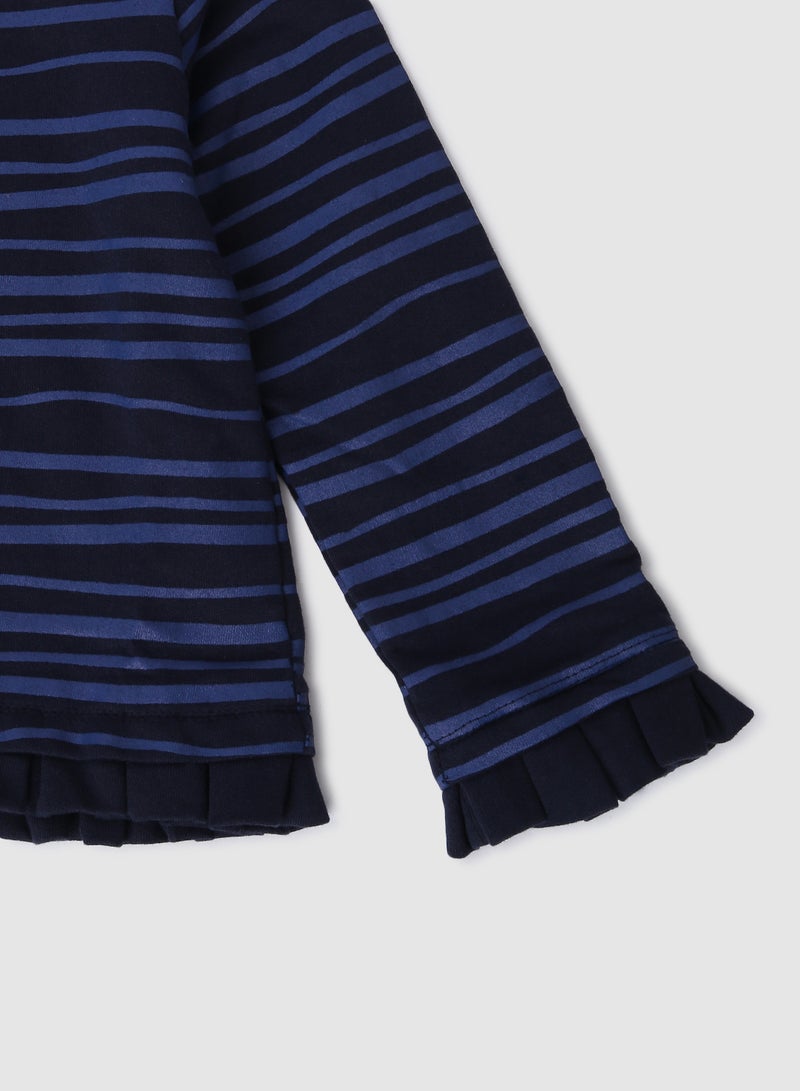 Aila - Casual Ruffle Detail Sweatshirt Dark Blue - Image 1