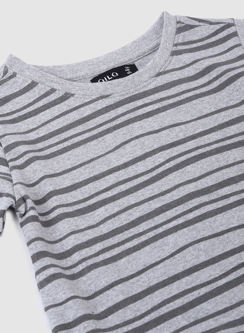 Aila - Long Sleeve Ruffle Detail Sweatshirt Grey - Image 1