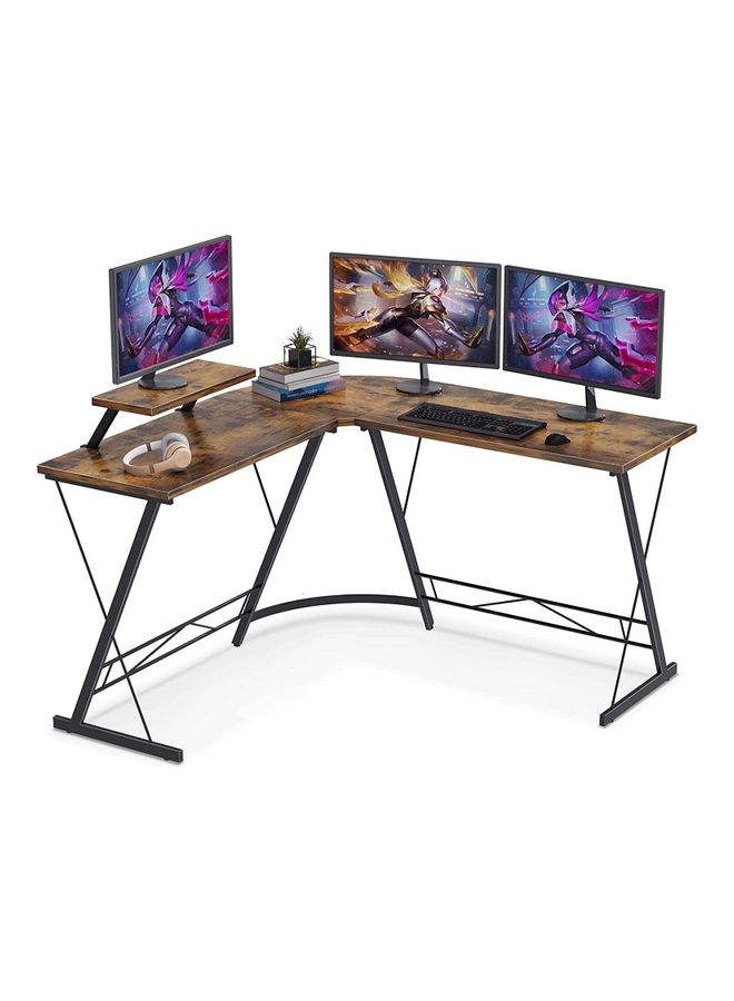 Generic L Shaped Gaming Desk With Monitor Stand Brown/Black 50.8x18.1x28inch  - Image 1