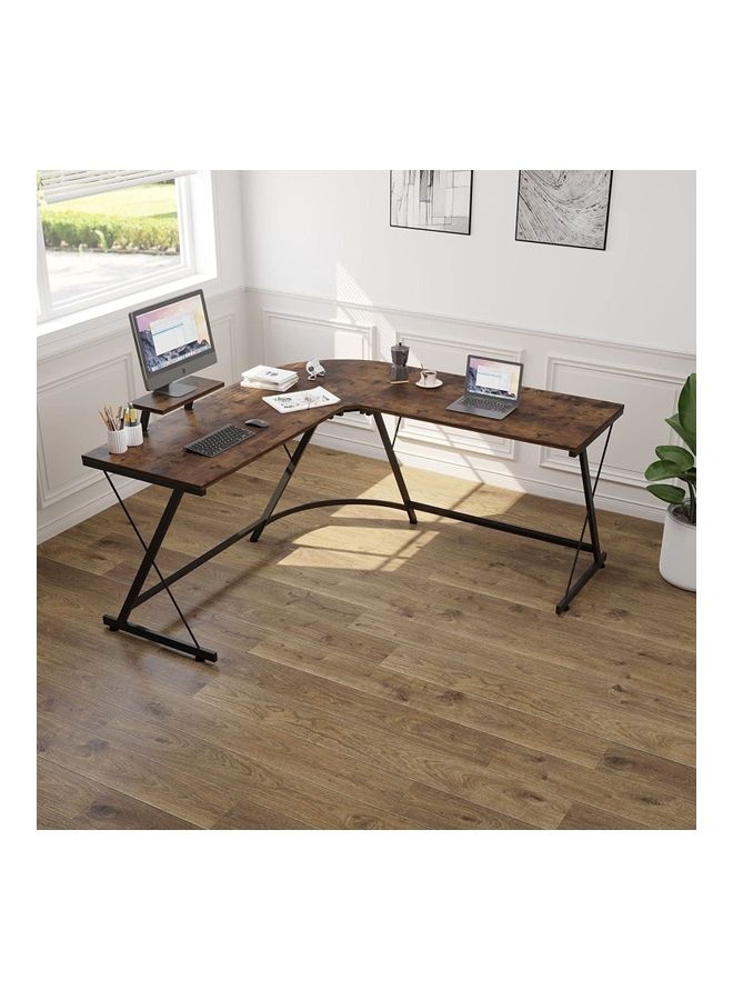 Generic L Shaped Gaming Desk With Monitor Stand Brown/Black 50.8x18.1x28inch  - Image 4
