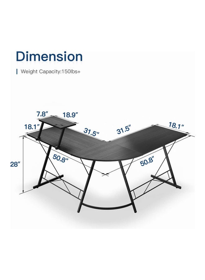 Generic L Shaped Gaming Desk With Monitor Stand Brown/Black 50.8x18.1x28inch  - Image 5