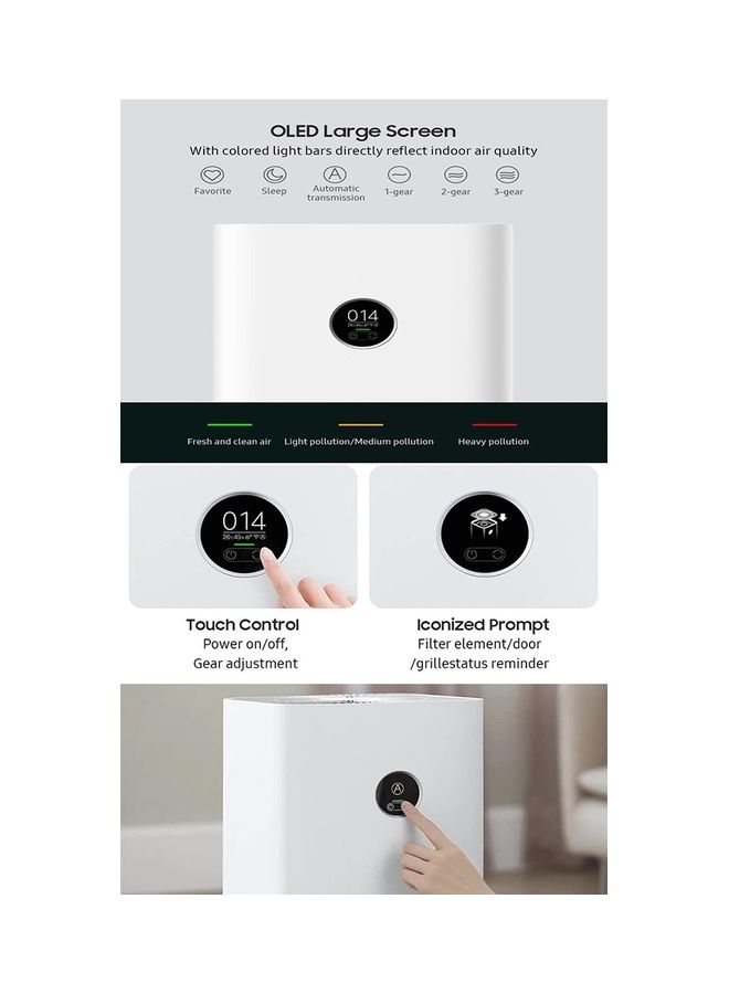 Xiaomi - Mi Smart Air Purifier 4 Pro APP/Voice Control Alexa Supported Smart Air Cleaner 500 m3/h PM CADR OLED Touch Screen Display Suitable for Large Room AC-M15- SC White - Image 1