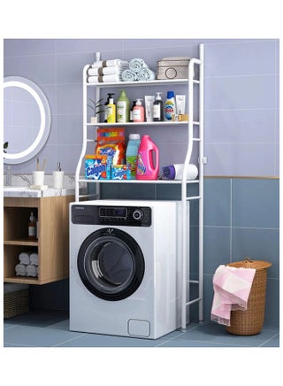Washing Machine Rack Storage With Drawer White 68x25x152cm - view 2