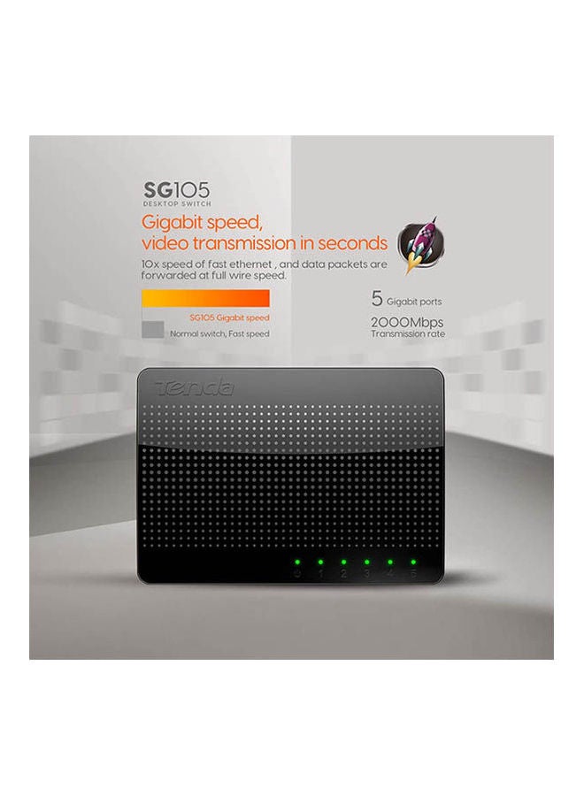 Tenda Desktop Switch 5 Ports Black  - Image 3