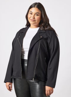 Plus Size Biker Jacket Black