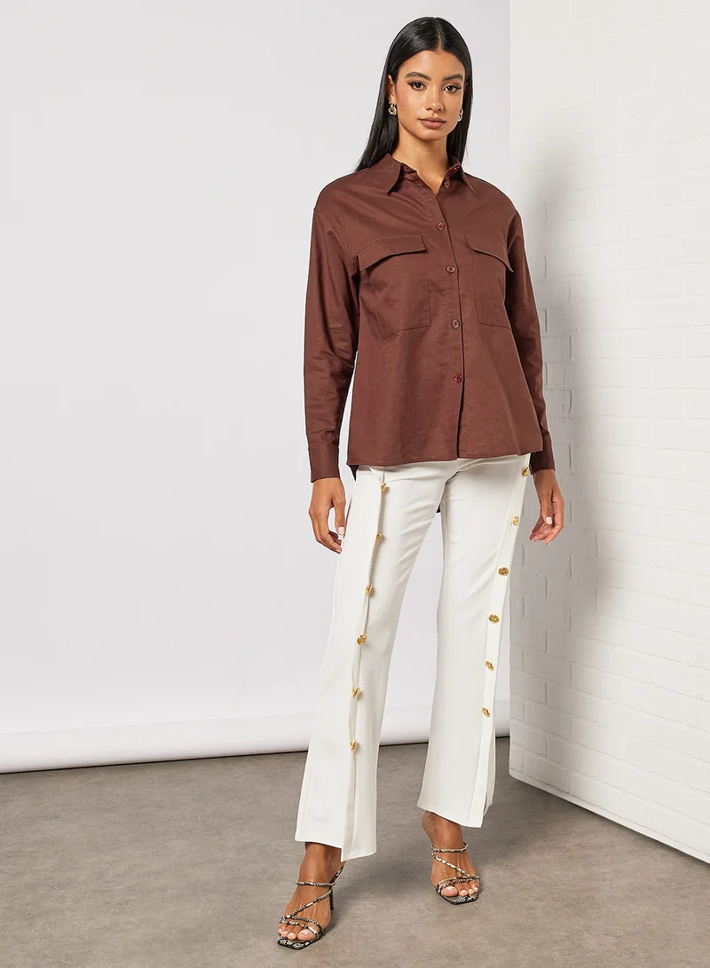 4th & Reckless Alessia Long Sleeve Shirt Brown